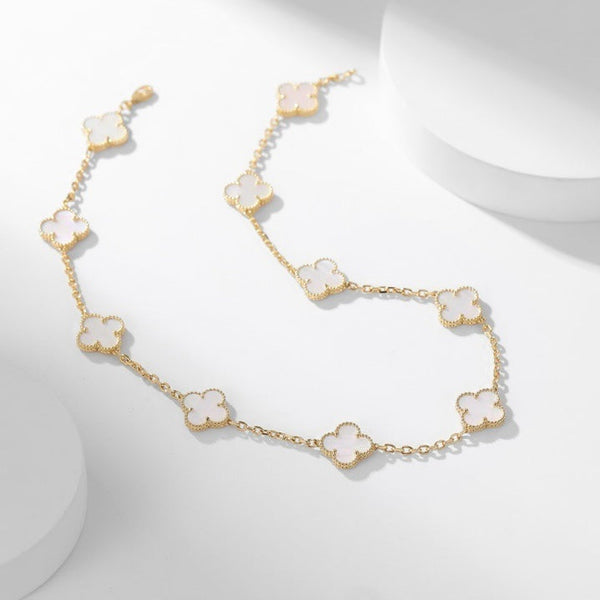ˇStreet JewelryˇCLOVER 10 MOTIFS WHITE MOTHER OF PEARL NECKLACE
