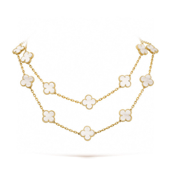 ˇStreet JewelryˇCLOVER 20 MOTIFS WHITE MOP NECKLACE
