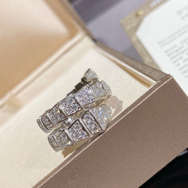ˇStreet JewelryˇSERPENTI DOUBLE RING SILVER DIAMOND PAVED