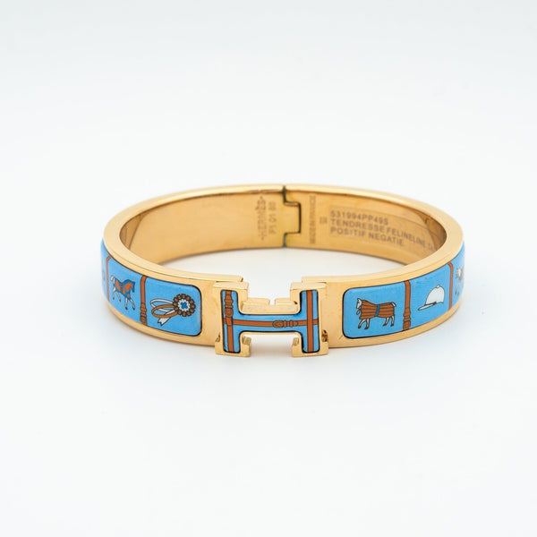 ˇStreet JewelryˇH PINK GOLD BRACELET BLUE CERAMIC