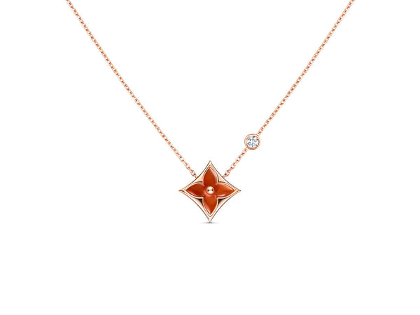 ˇStreet JewelryˇSTAR NECKLACE PINK GOLD 1 DIAMOND