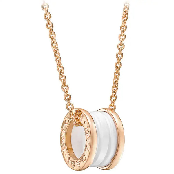 ˇStreet JewelryˇZERO 1 WHITE CERAMIC PINK GOLD DIAMOND NECKLACE