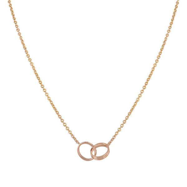 ˇStreet JewelryˇLOVE NECKLACE DOUBLE RING PINK GOLD
