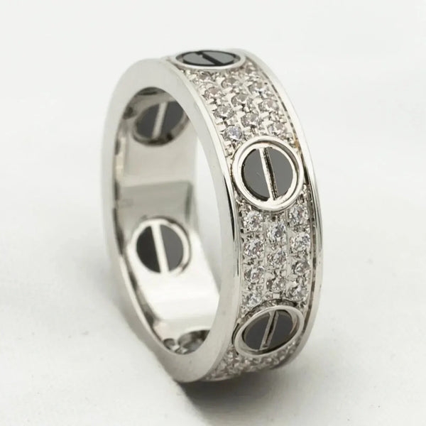 ˇStreet JewelryˇLOVE RING 5.5MM DIAMONDS PAVED CERAMIC