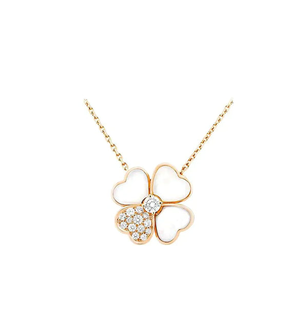 ˇStreet JewelryˇCLOVER MOP DIAMOND ROSE GOLD NECKLACE