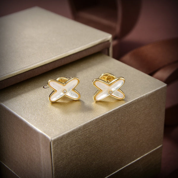 ˇStreet JewelryˇJEUX DE WHITE MOP GOLD DIAMOND EARRINGS