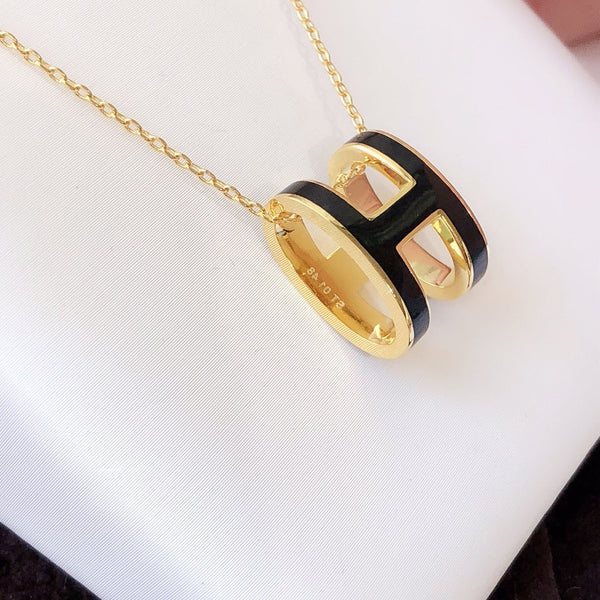ˇStreet JewelryˇHM CLIC BLACK ENAMEL GOLD NECKLACE