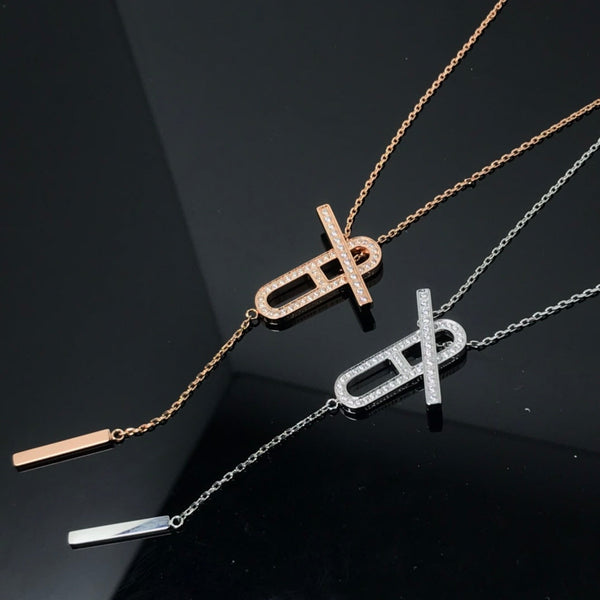 ˇStreet JewelryˇHM NECKLACE PLATINUM ROSE GOLD DIAMOND