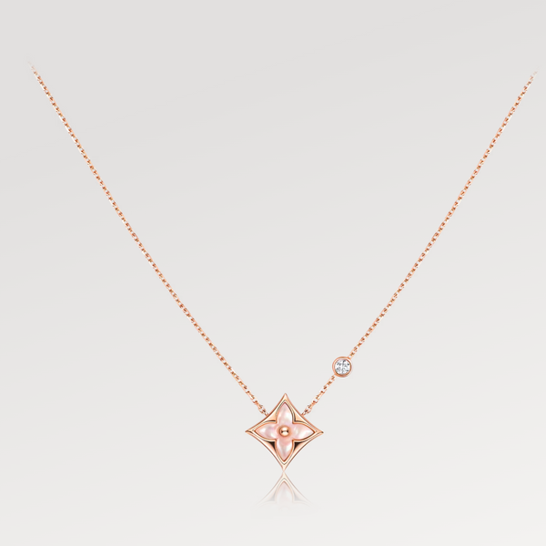 ˇStreet JewelryˇSTAR PINK MOP 1 DIAMOND PINK GOLD NECKLACE