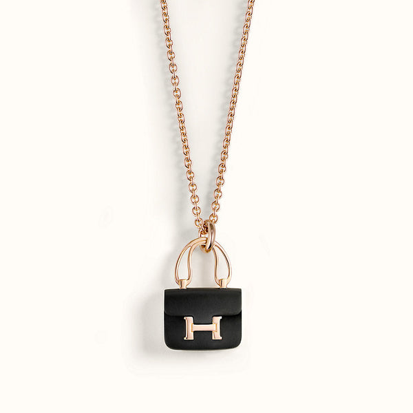 ˇStreet JewelryˇCONSTANCE BLACK PEDANT PINK GOLD NECKLACE