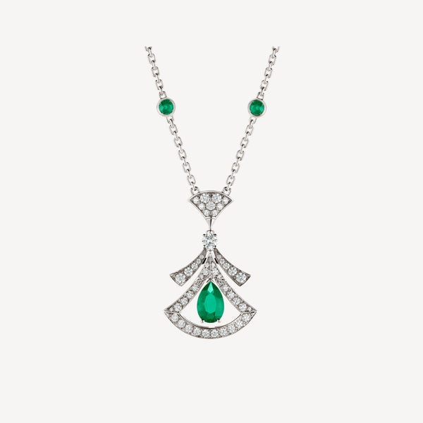 ˇStreet JewelryˇDREAM NECKLACE MALACHITE DIAMOND SILVER