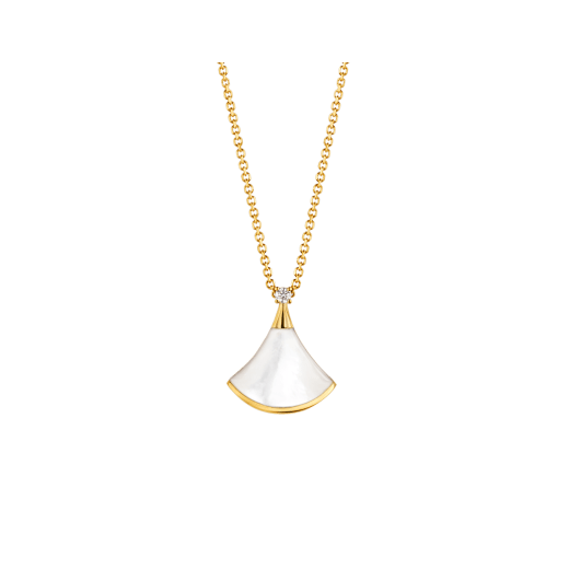 ˇStreet JewelryˇDREAM NECKLACE WHITE MOP GOLD 1 DIAMOND