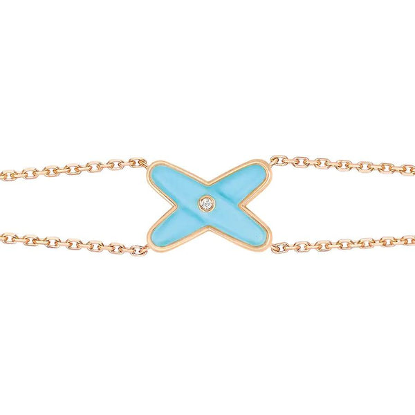 ˇStreet JewelryˇJEUX BRACELET TURQUOISE PINK GOLD 1 DIAMOND