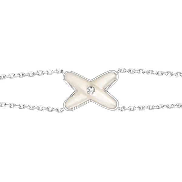 ˇStreet JewelryˇJEUX BRACELET WHITE MOP SILVER 1 DIAMOND
