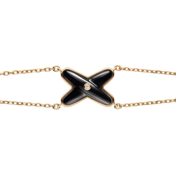ˇStreet JewelryˇJEUX BRACELET ONYX PINK GOLD 1 DIAMOND