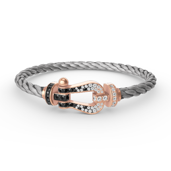 ˇStreet JewelryˇFORCE LARGE HORSESHOE BLACK WHITE DIAMOND BRACELET ROSE GOLD
