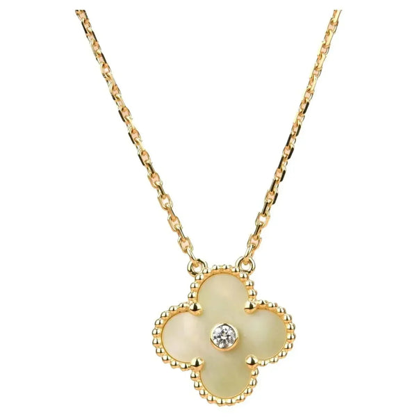 ˇStreet JewelryˇCLOVER 15MM DIAMOND GOLD MOTHER OF PEARL NECKLACE