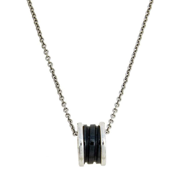ˇStreet JewelryˇZERO 1 BLACK CERAMIC SILVER NECKLACE