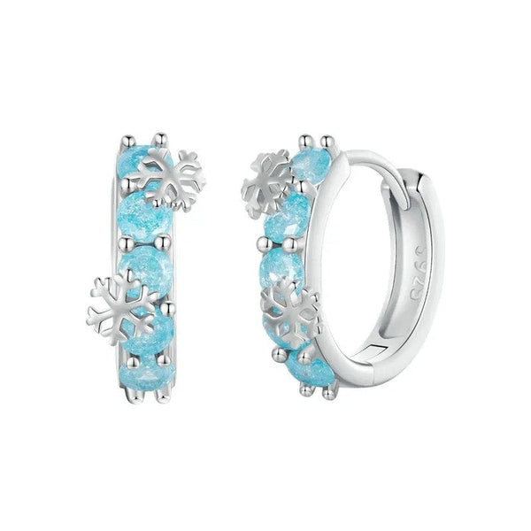 [STREET]Ice Flower Zirconia Platinum Plated Hoop Earrings
