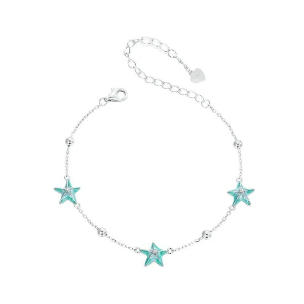 [STREET]Gradient Blue-green Starfish Link Chain Bracelets