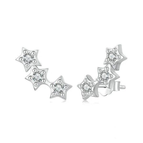 [STREET]Silver Tiny Star Earrings Studs Teen Girls