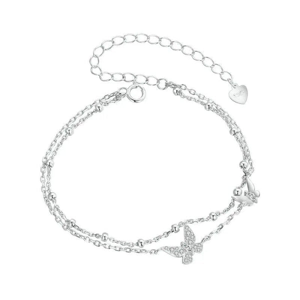 [STREET]Double-Layer Butterfly Bracelet CZ Layered Bracelet