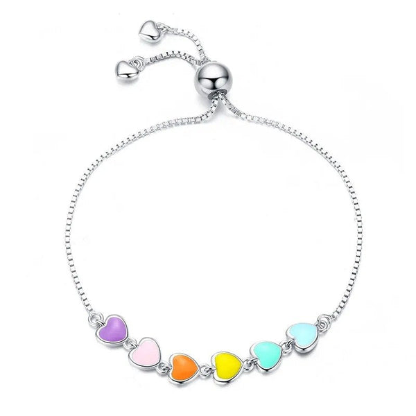 [STREET]Rainbow Color Enamel Heart Bracelet