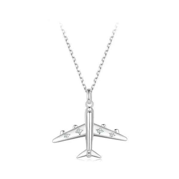 [STREET]Delicate Airplane Pendant Necklace Platinum Plated Necklace