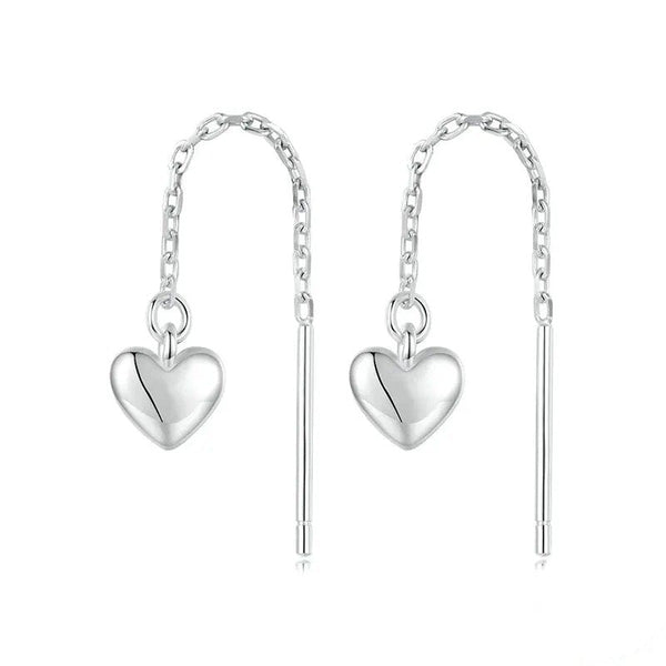 [STREET]Simple Heart-shaped Drop Ear Threads Long Tassel Earrings