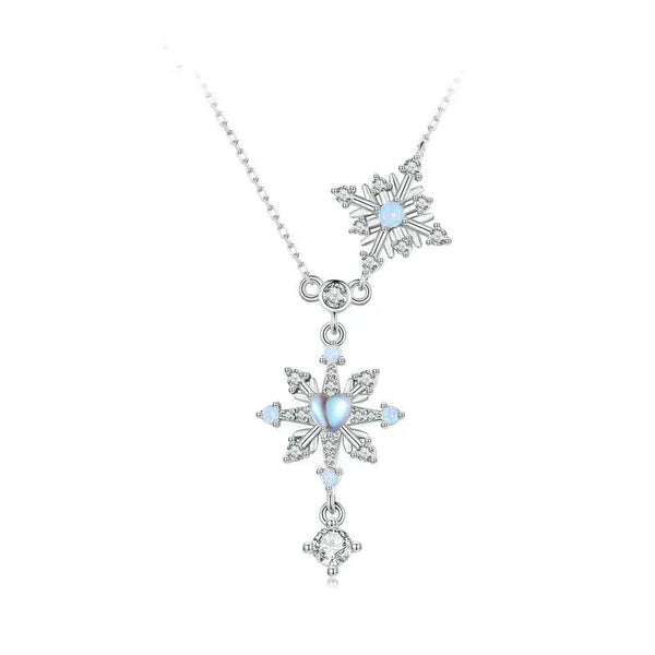 [STREET]Snowflake Pendant Necklace Heart-shaped Moonstone Starburst Neck Chain