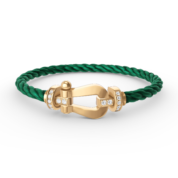 ˇStreet JewelryˇFORCE LARGE HORSESHOE HALF DIAMOND BRACELET GOLD