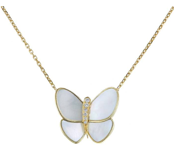 ˇStreet JewelryˇBUTTERFLY GOLD MOP DIAMOND NECKLACE