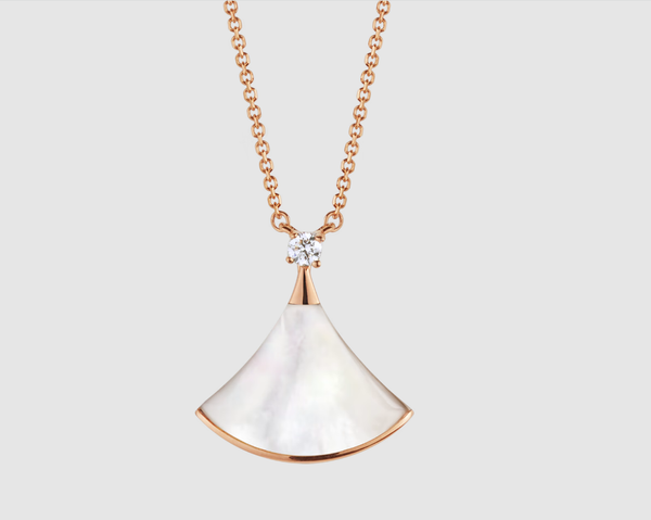 ˇStreet JewelryˇDREAM NECKLACE WHITE MOP PINK GOLD 1 DIAMOND