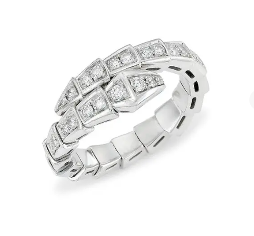 ˇStreet JewelryˇSERPENTI RING SILVER DIAMOND PAVED 4MM