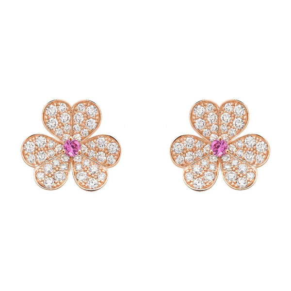 ˇStreet JewelryˇFRIVOLE PINK GOLD FLOWER DIAMOND EARRINGS