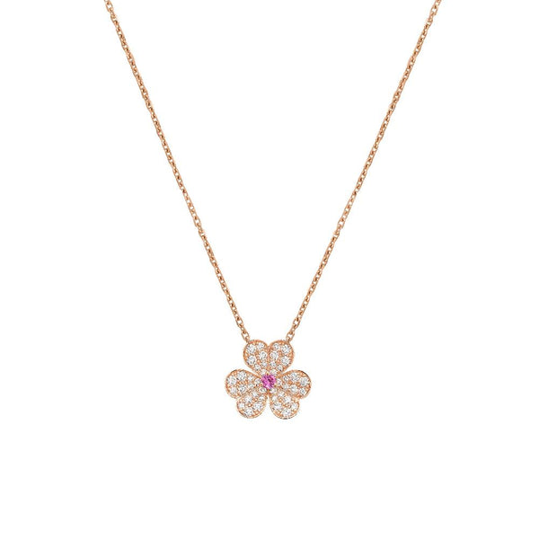 ˇStreet JewelryˇFRIVOLE ROSE GOLD FLOWER DIAMOND NECKLACE