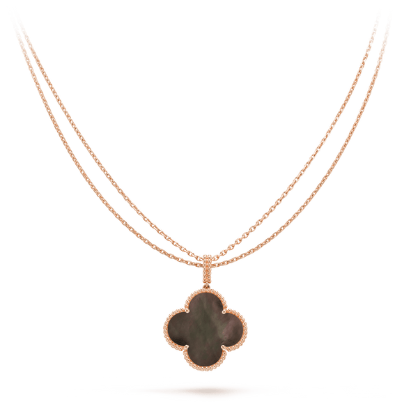 ˇStreet JewelryˇCLOVER 25MM GOLD DARK MOP BIG CLOVER NECKLACE
