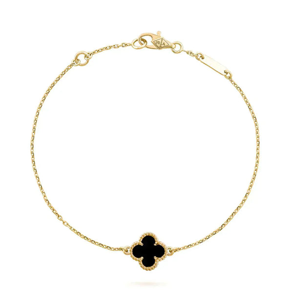 ˇStreet JewelryˇCLOVER ONYX SINGLE FLOWER BRACELET