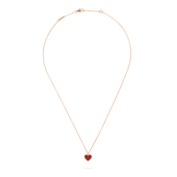ˇStreet JewelryˇSWEET CLOVER CARNELIAN HEART NECKLACE