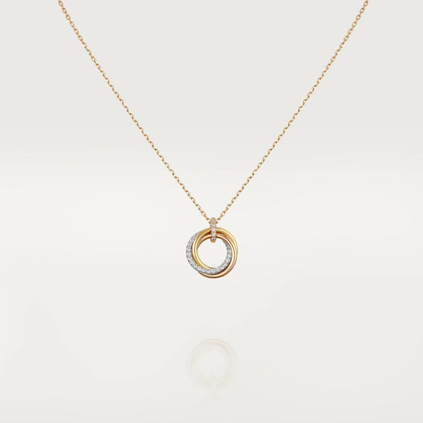 ˇStreet JewelryˇTRINITY NECKLACE SILVER GOLD PINK GOLD DIAMONDS