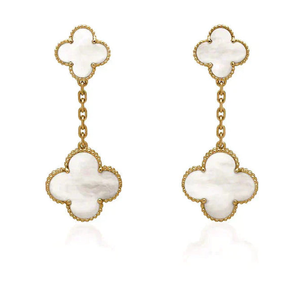 ˇStreet JewelryˇCLOVER 2 MOTIF WHITE MOP EARRINGS