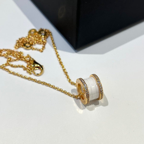 ˇStreet JewelryˇZERO 1 WHITE CERAMIC DIAMOND ROSE GOLD NECKLACE